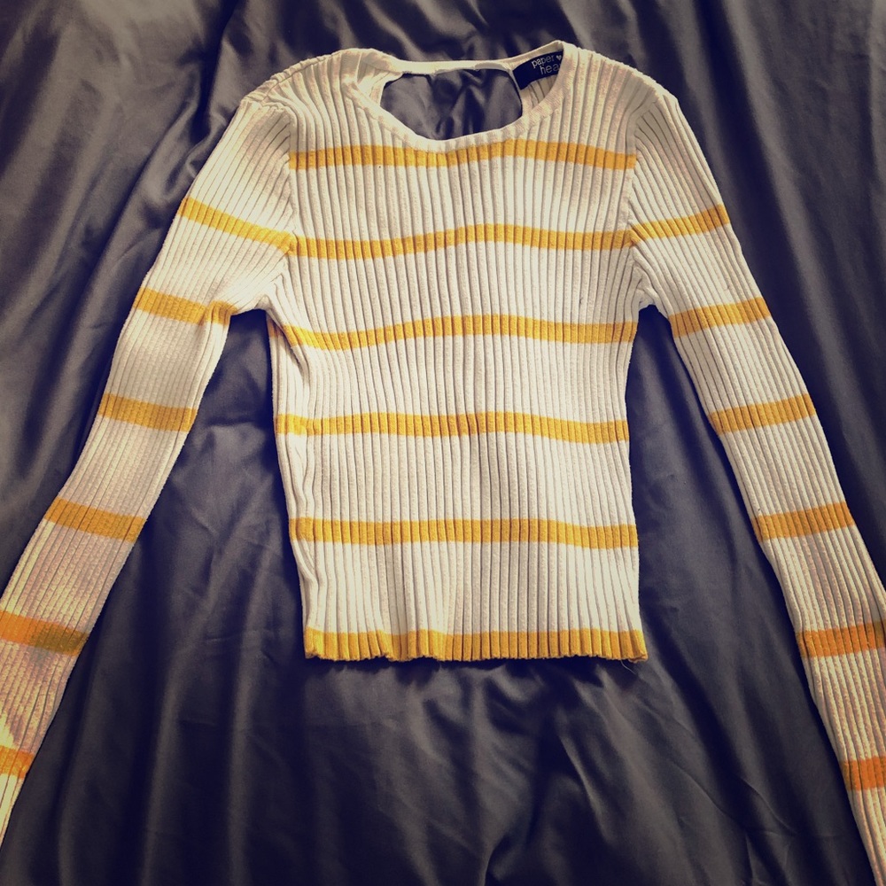 Yellow striped body-con sweater